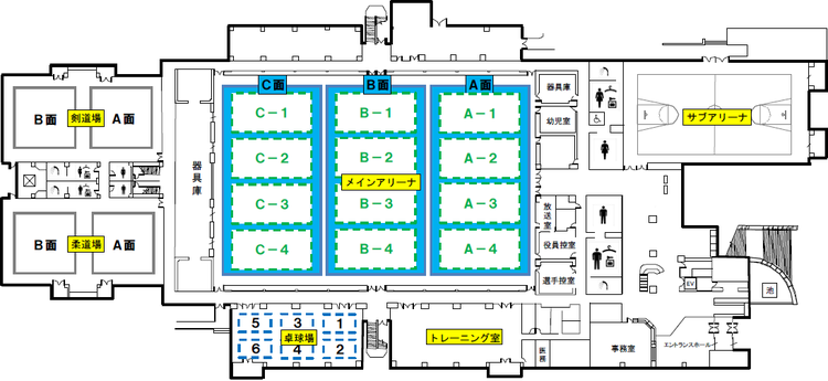 総合体育館グリーンアリーナ見取り図