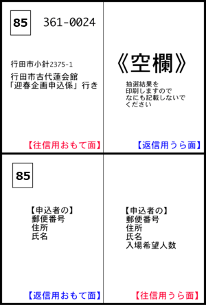 往復ハガキ記入例